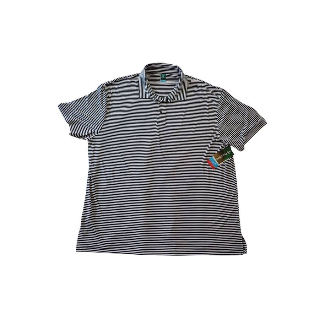 NWT Pro Tour Polo Shirt Mens 3X Striped Black White Coolplay Performance